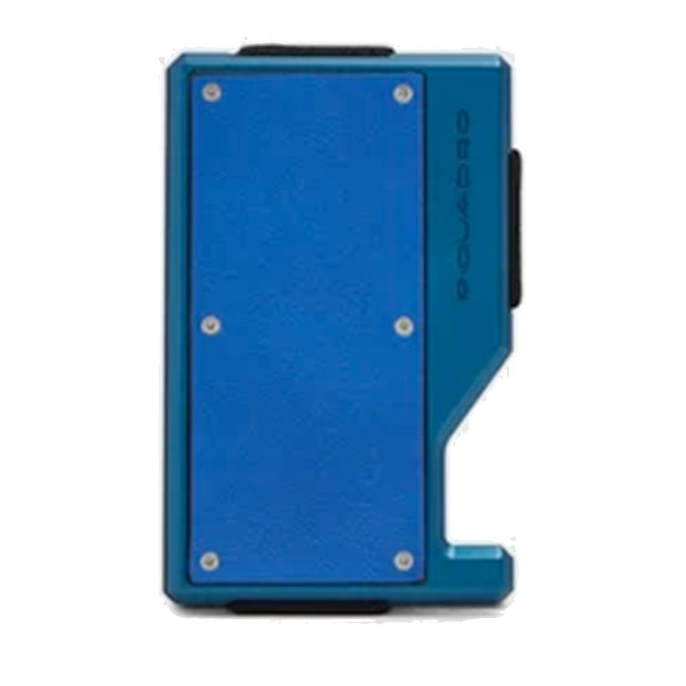 Portacarte PIQUADRO MagSafe in Alluminio e Pelle con Fascia Elastica Colore Blu - PP7203S145R