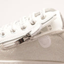 Sneakers Platform PATRIZIA PEPE Girl linea Flyglitter in Pelle e Glitter Bianco Argento