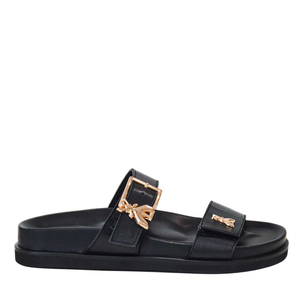 Ciabatte Doppia Fascia PATRIZIA PEPE Girl linea Flyblack Sandal in Pelle Nera