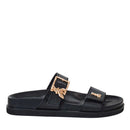 PATRIZIA PEPE Mädchen Doppelband-Slipper Flyblack Sandalenlinie aus schwarzem Leder