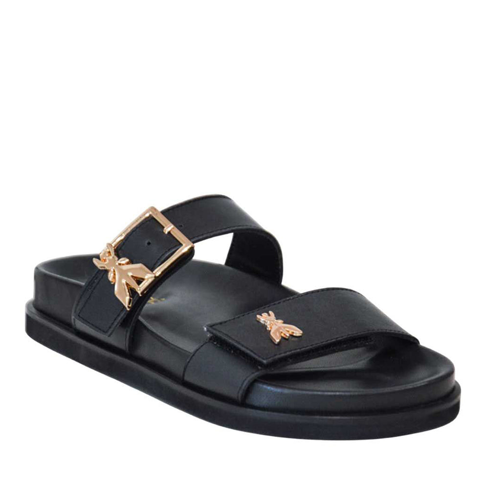 Ciabatte Doppia Fascia PATRIZIA PEPE Girl linea Flyblack Sandal in Pelle Nera