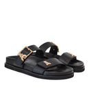 PATRIZIA PEPE Mädchen Doppelband-Slipper Flyblack Sandalenlinie aus schwarzem Leder