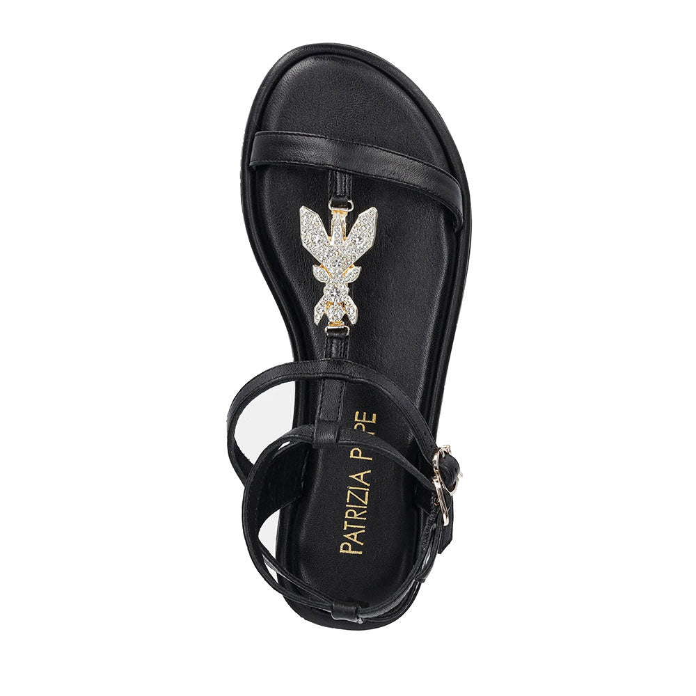 Sandali Flat PATRIZIA PEPE Girl linea Flyclassic Sandal in Pelle Nera