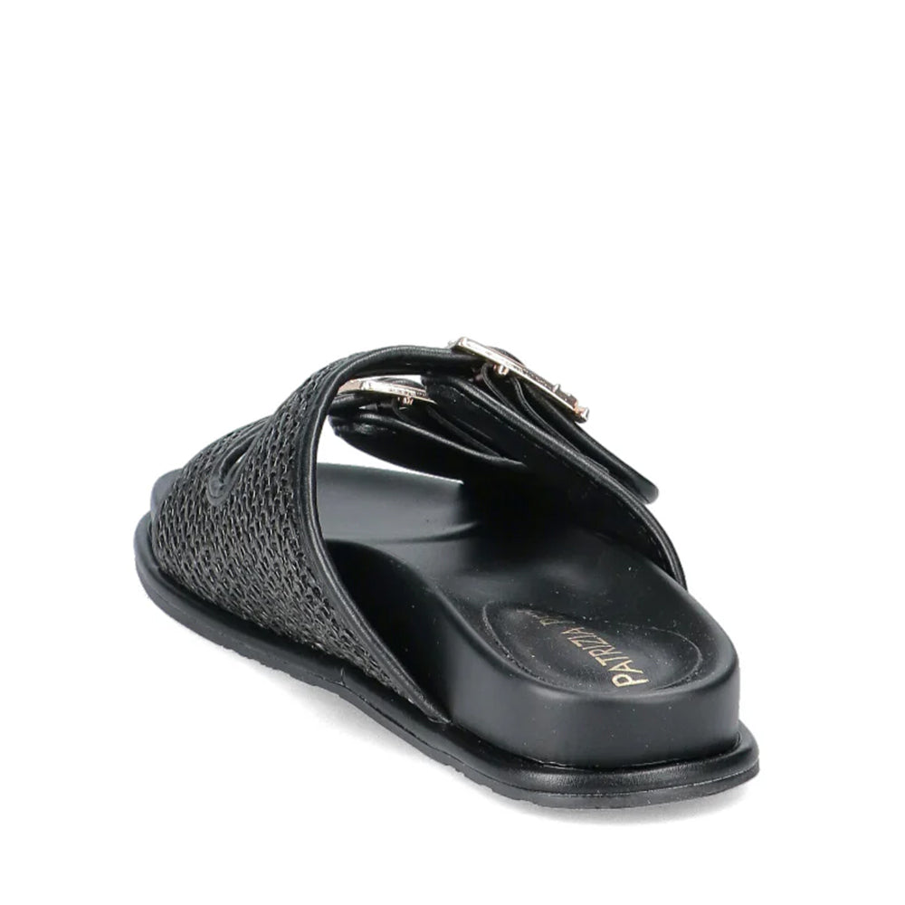 Ciabatte Doppia Fascia PATRIZIA PEPE Girl linea Flyrafia Sandal in Rafia Intrecciata Nera
