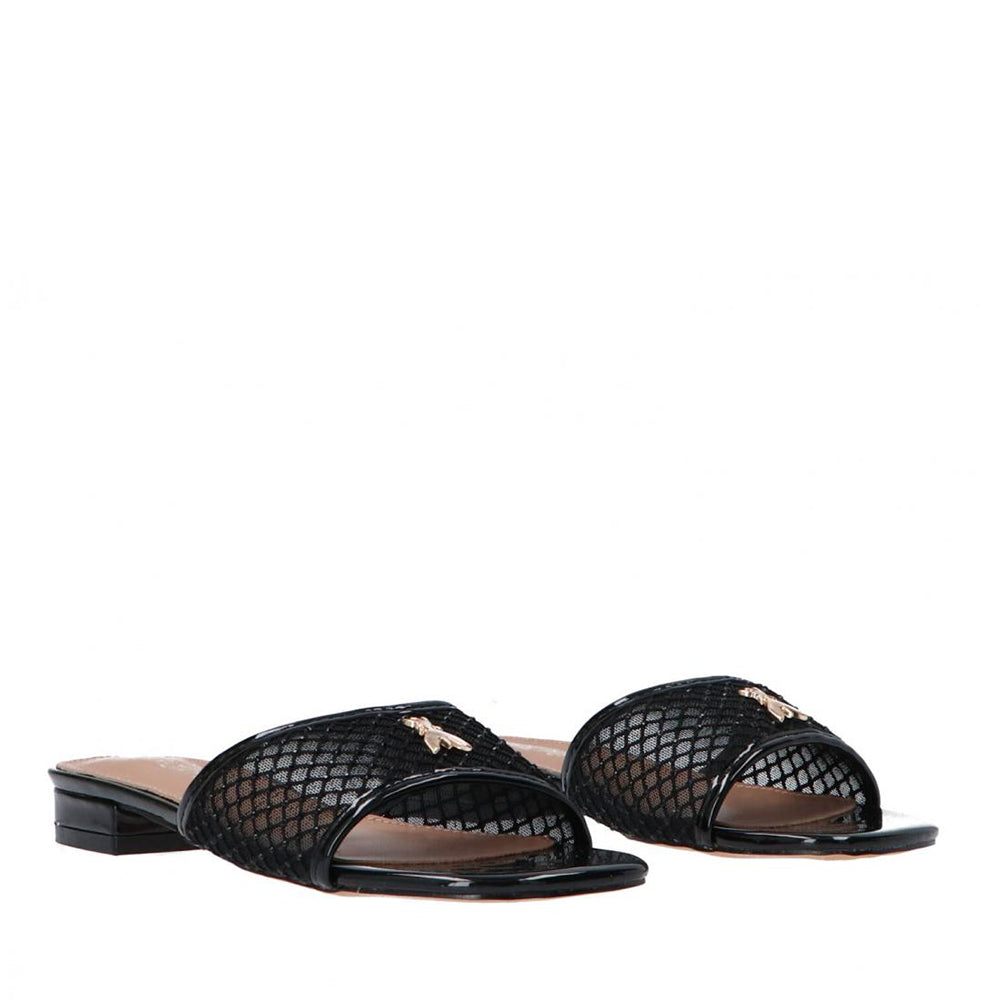 Ciabatte PATRIZIA PEPE Girl linea Flynet Sandal in Rete Nera con Strass