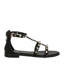 Sandali Flat PATRIZIA PEPE Girl linea Flystuds Sandal in Eco Nappa Nera
