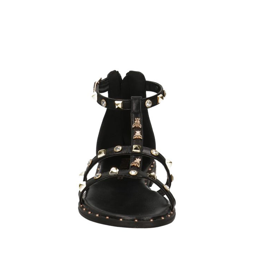 Sandali Flat PATRIZIA PEPE Girl linea Flystuds Sandal in Eco Nappa Nera