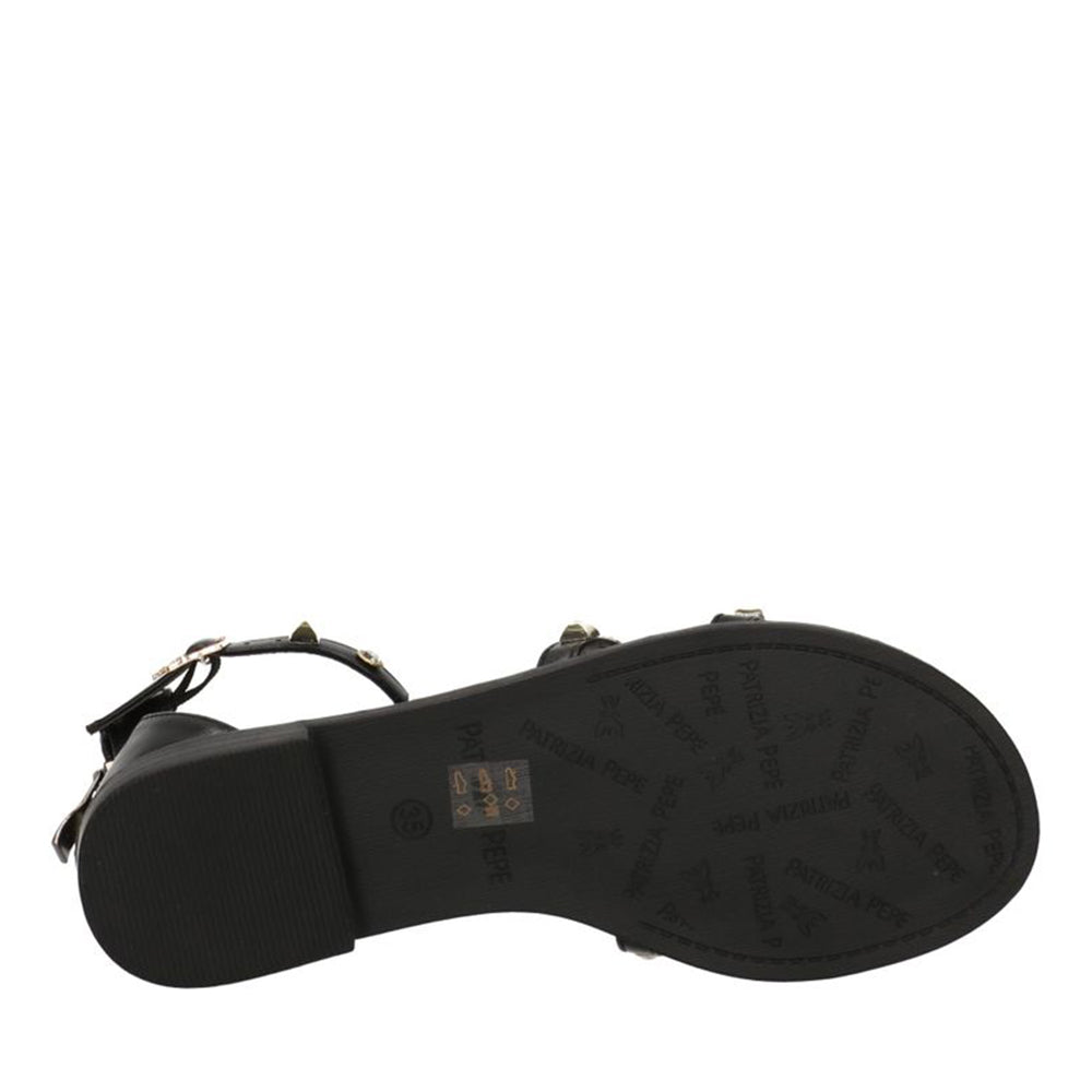 Sandali Flat PATRIZIA PEPE Girl linea Flystuds Sandal in Eco Nappa Nera