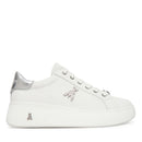 Sneakers Platform PATRIZIA PEPE Girl in Pelle Bianca con Logo Gioiello Silver
