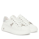 Sneakers Platform PATRIZIA PEPE Girl in Pelle Bianca con Logo Gioiello Silver