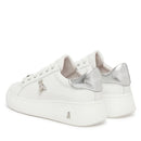 Sneakers Platform PATRIZIA PEPE Girl in Pelle Bianca con Logo Gioiello Silver