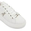 Sneakers Platform PATRIZIA PEPE Girl in Pelle Bianca con Logo Gioiello Silver