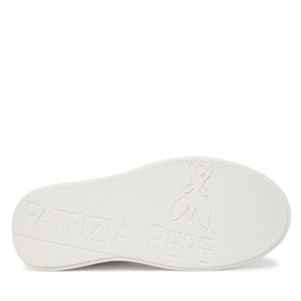 Sneakers Platform PATRIZIA PEPE Girl in Pelle Bianca con Logo Gioiello Silver