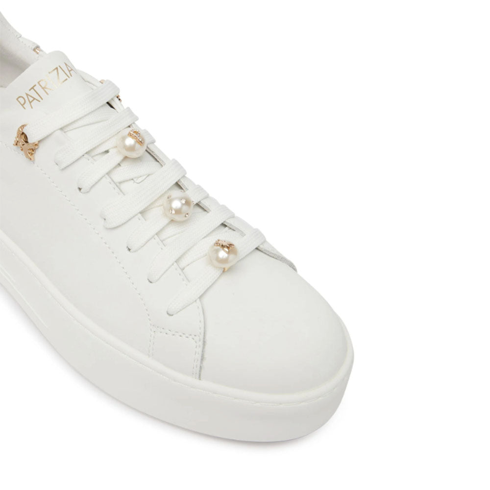 Sneakers Platform PATRIZIA PEPE Girl in Pelle Bianca con Perle