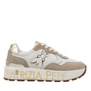 Sneakers Runnging PATRIZIA PEPE Girl in Tessuto Bianco e Suede color Sabbia
