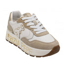 Sneakers Runnging PATRIZIA PEPE Girl in Tessuto Bianco e Suede color Sabbia