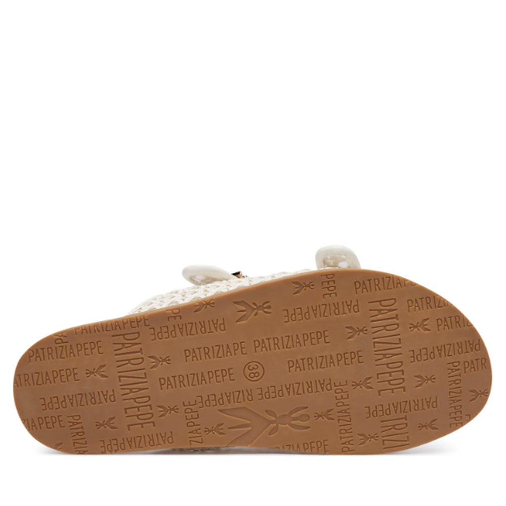 Ciabatte Doppia Fascia PATRIZIA PEPE Girl linea Fly Sandal in Ecovitello Intrecciato Bianco