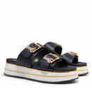 Ciabatte Platform Doppia Fascia PATRIZIA PEPE Girl linea Flyplat Sandal in Pelle Nera