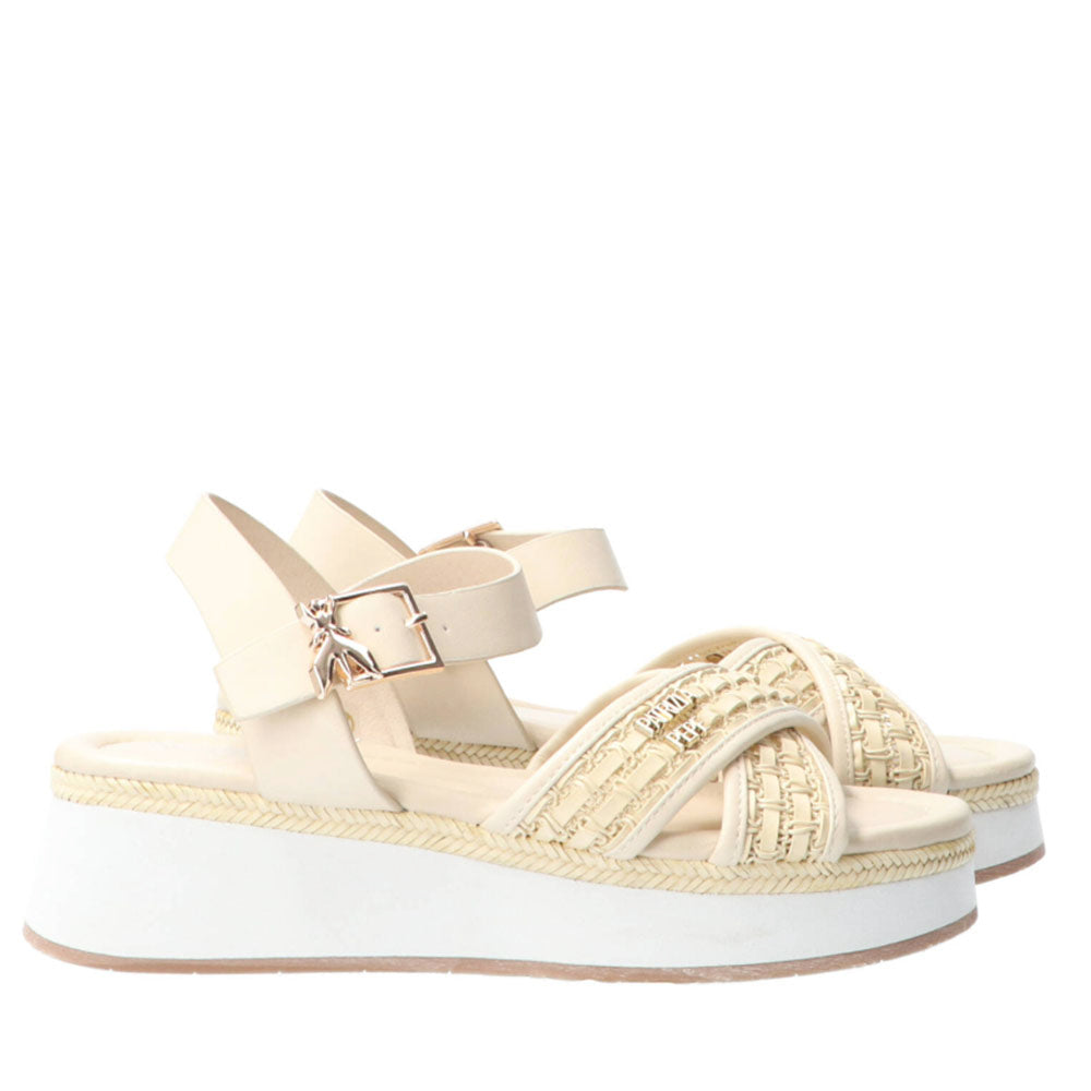 Sandali Platform PATRIZIA PEPE Girl linea Flyplat Sandal in Econappa Intrecciata color Panna