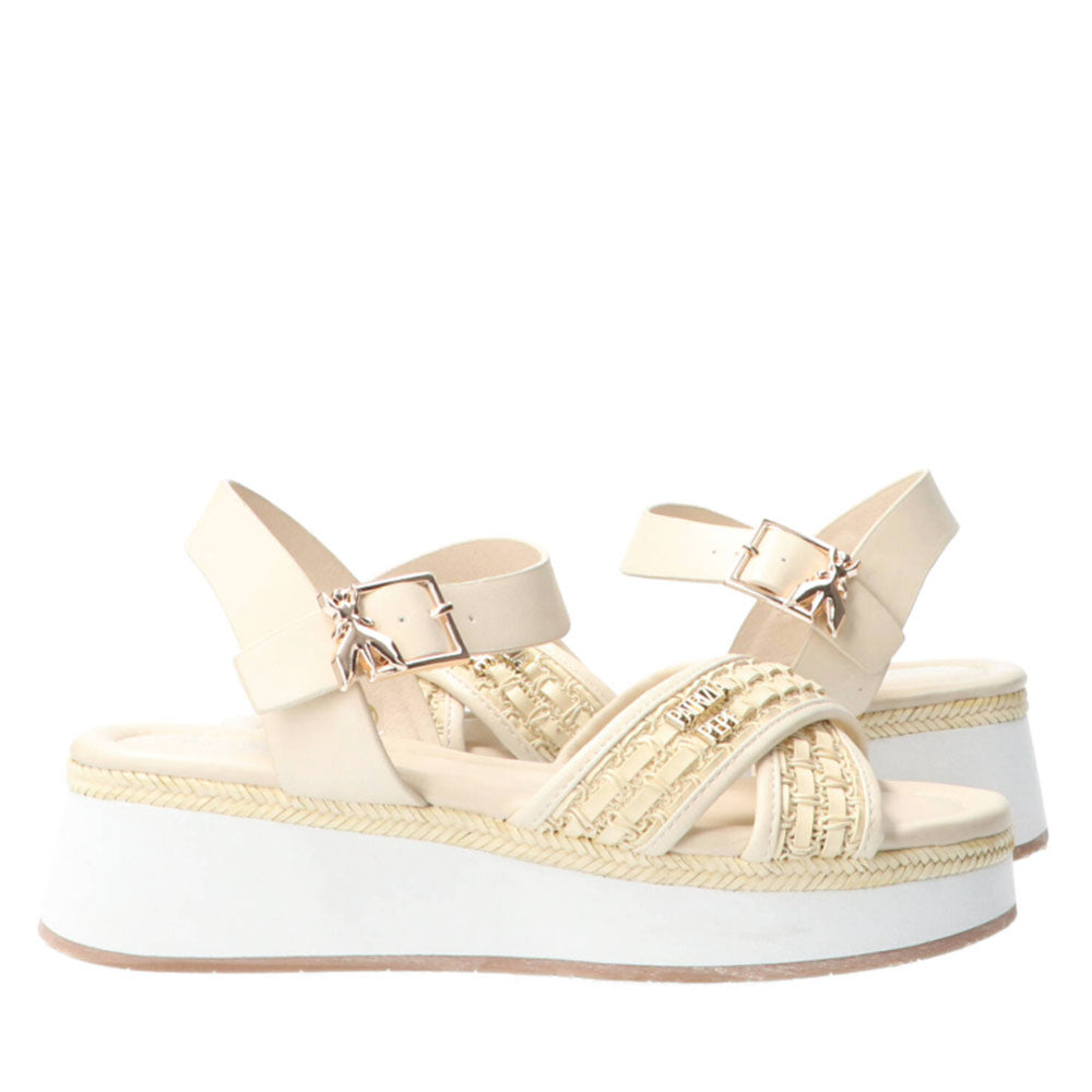 Sandali Platform PATRIZIA PEPE Girl linea Flyplat Sandal in Econappa Intrecciata color Panna