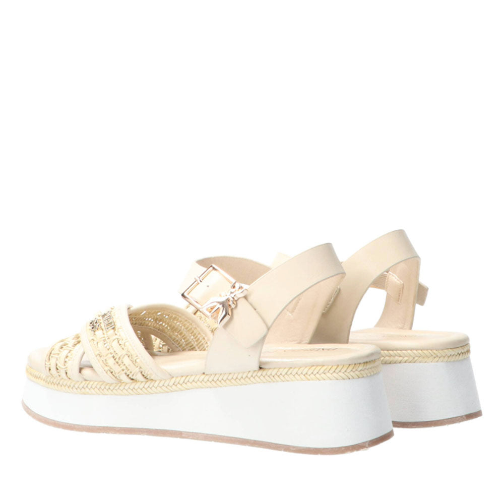 Sandali Platform PATRIZIA PEPE Girl linea Flyplat Sandal in Econappa Intrecciata color Panna