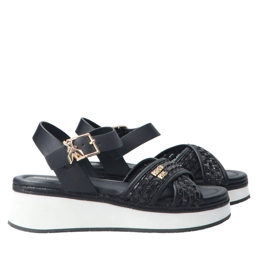Sandali Platform PATRIZIA PEPE Girl linea Flyplat Sandal in Econappa Intrecciata Nera