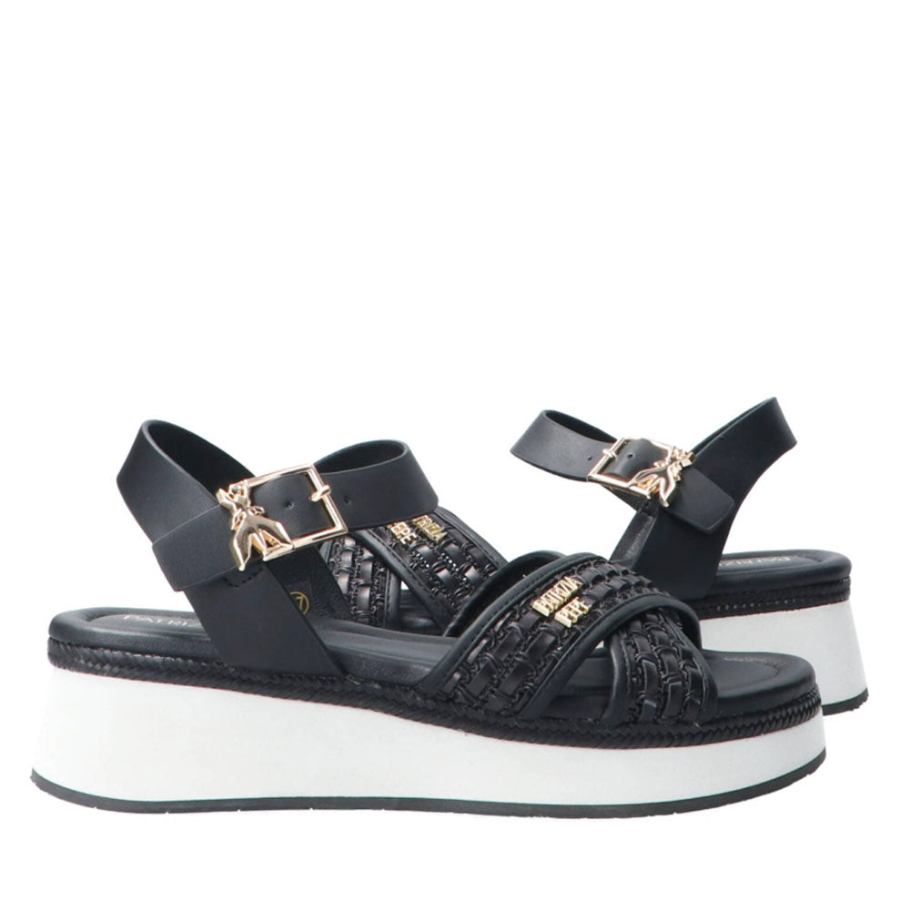 Sandali Platform PATRIZIA PEPE Girl linea Flyplat Sandal in Econappa Intrecciata Nera