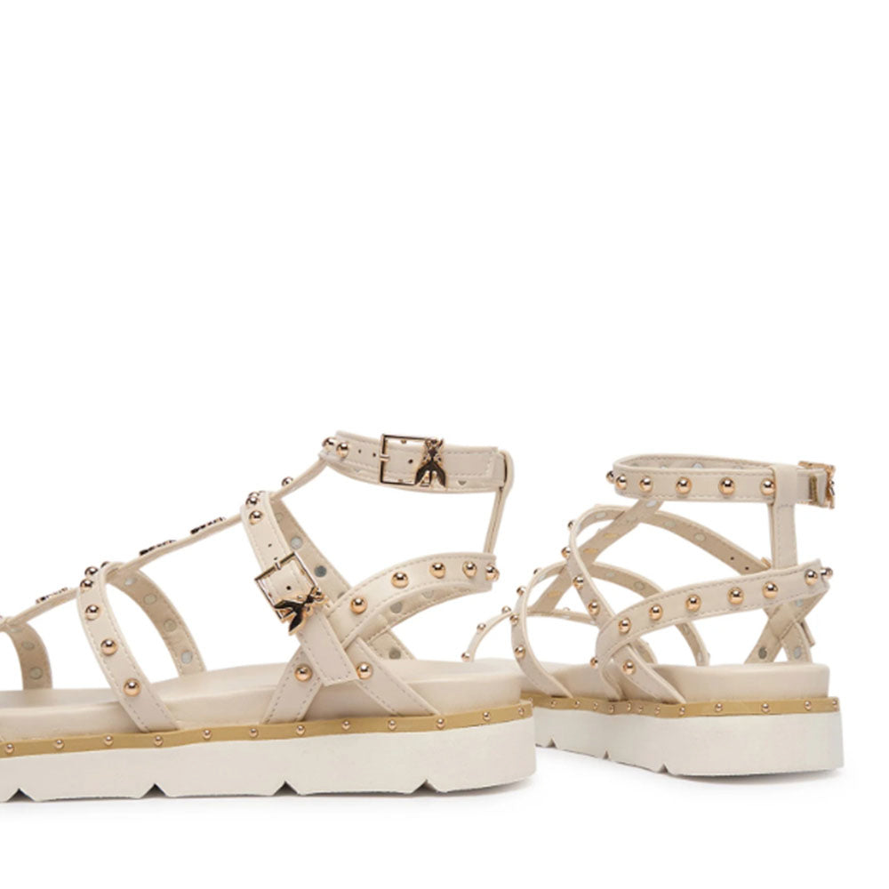 Sandali Donna PATRIZIA PEPE Girl linea Fly Micro Alto in Eco Nappa color Crema con Borchie