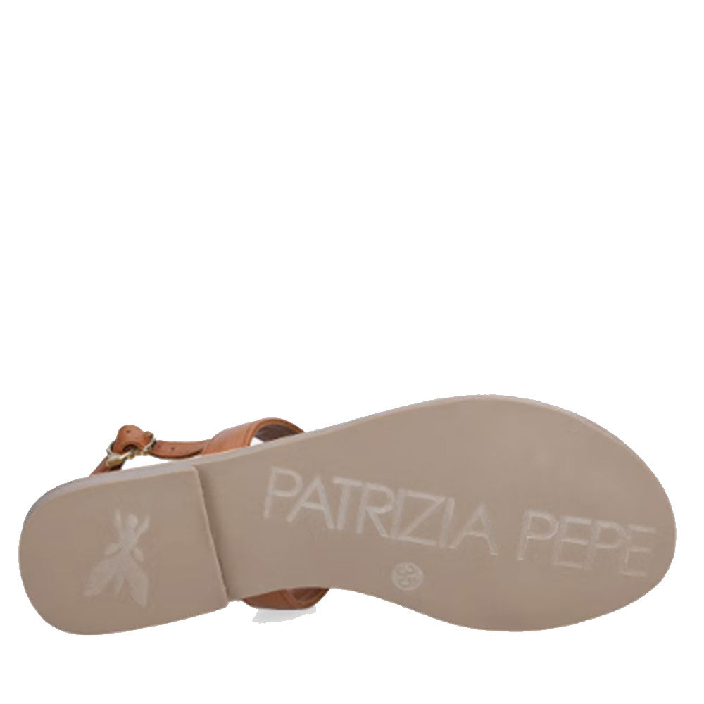 Sandali Flat PATRIZIA PEPE Girl linea Fly Gioiello Sandal in Pelle color Cuoio