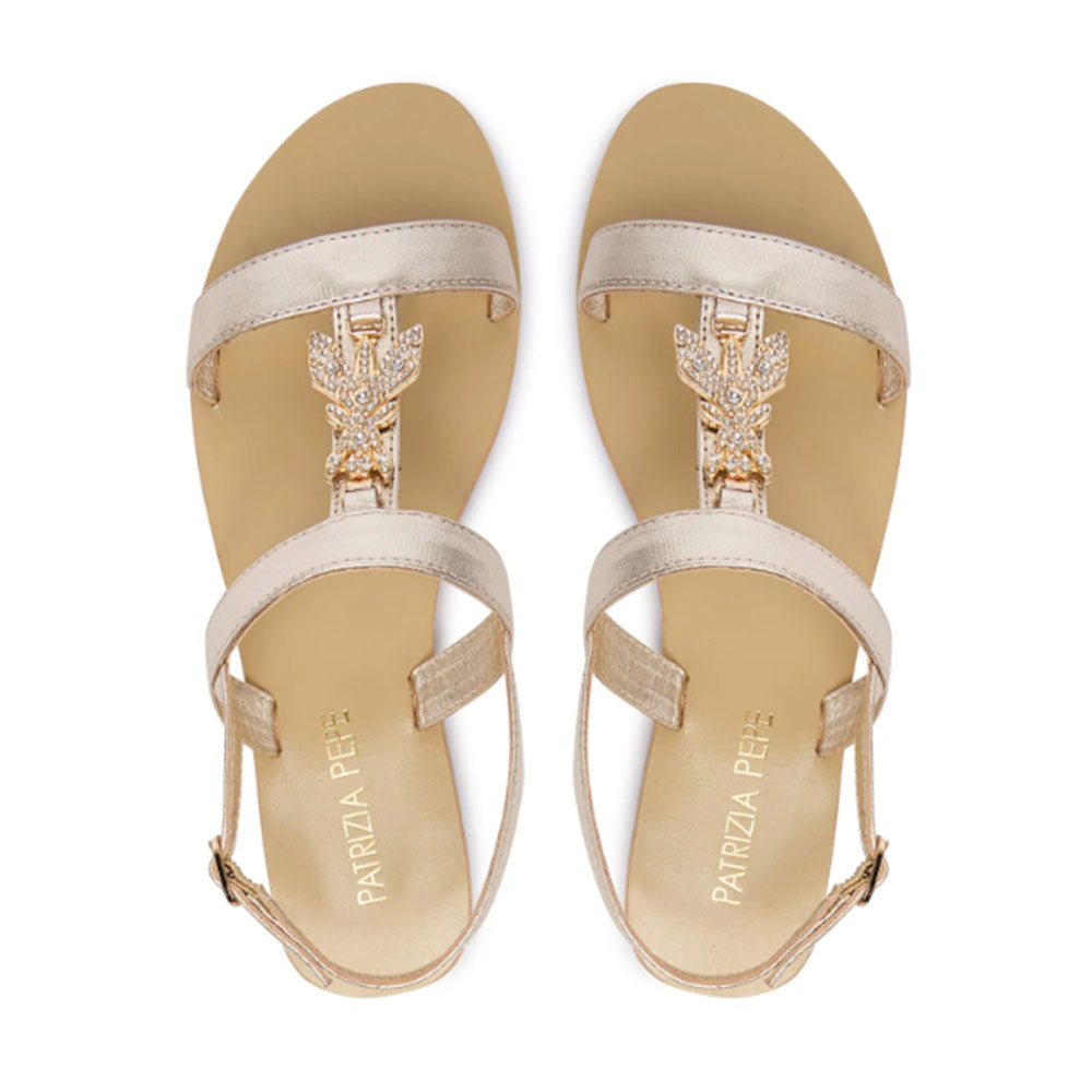 Sandali Flat PATRIZIA PEPE Girl linea Fly Gioiello Sandal in Pelle Oro