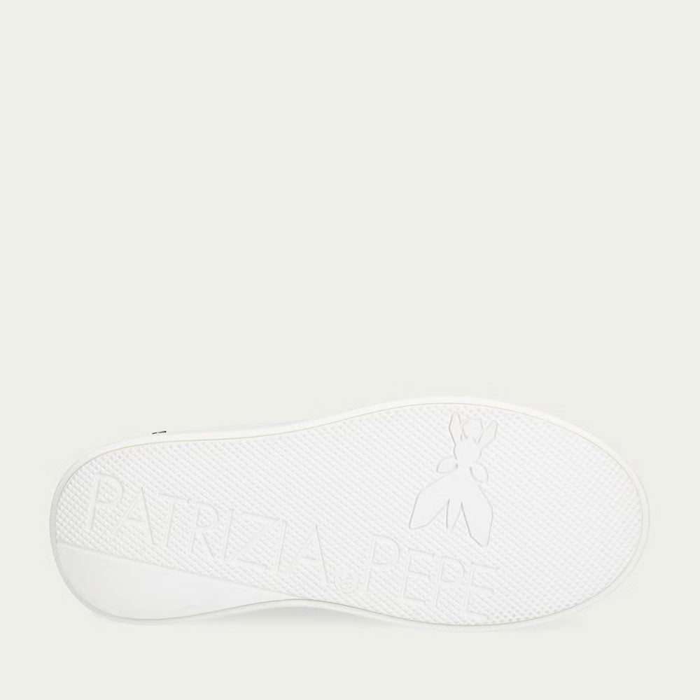 Sneakers Platform PATRIZIA PEPE Girl linea Fly New Water in Pelle Bianca e Inserto in Cavallino Nero
