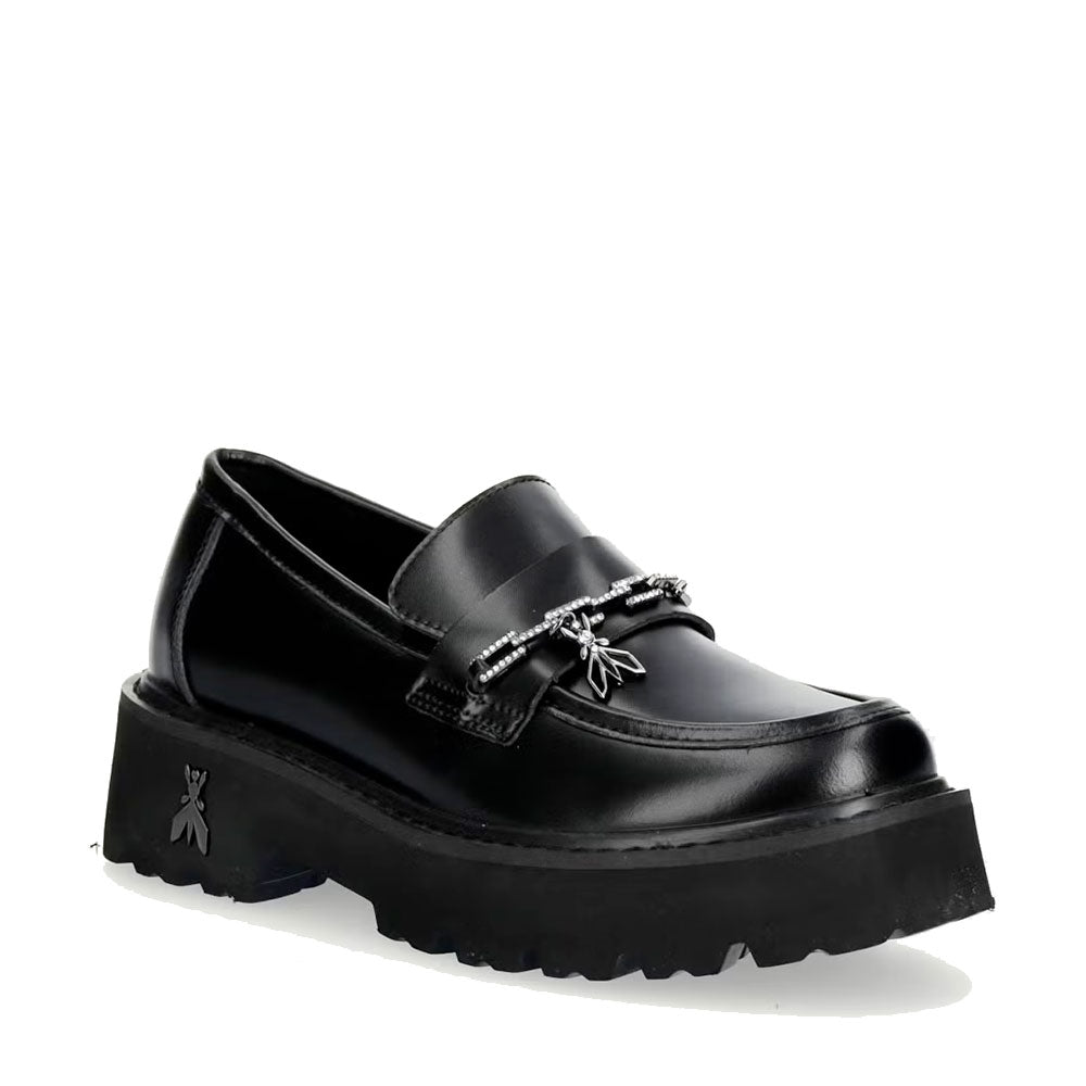 Mocassini Platform PATRIZIA PEPE Girl linea Fly Cult in Pelle Abrasivata Nera