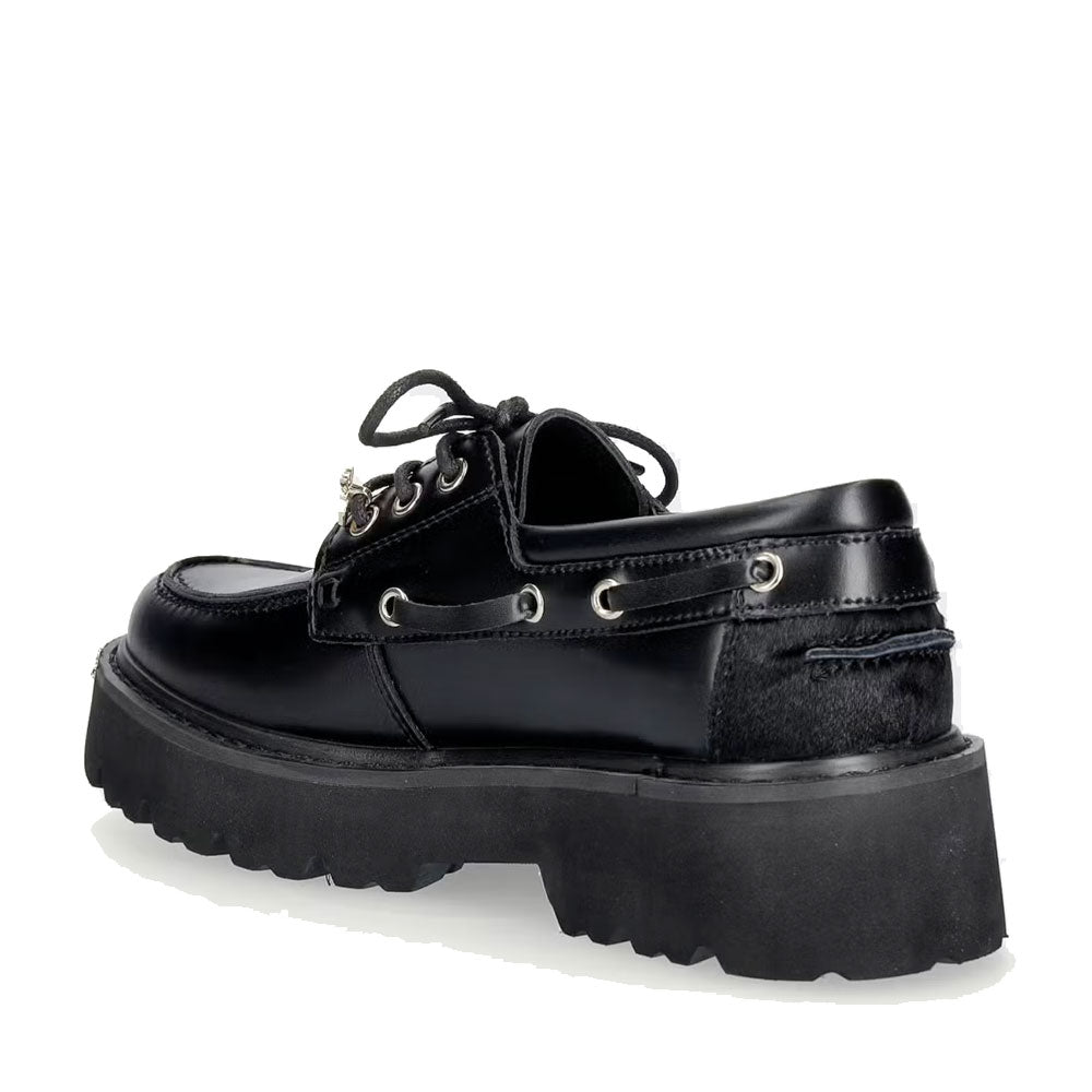 Mocassini Stringati Platform PATRIZIA PEPE Girl linea Fly Cult Barca in Pelle Nera