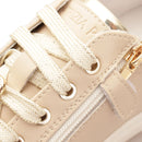 PATRIZIA PEPE Damen Sneakers Fly Line Beige Ledersneaker mit Schmuckapplikationen