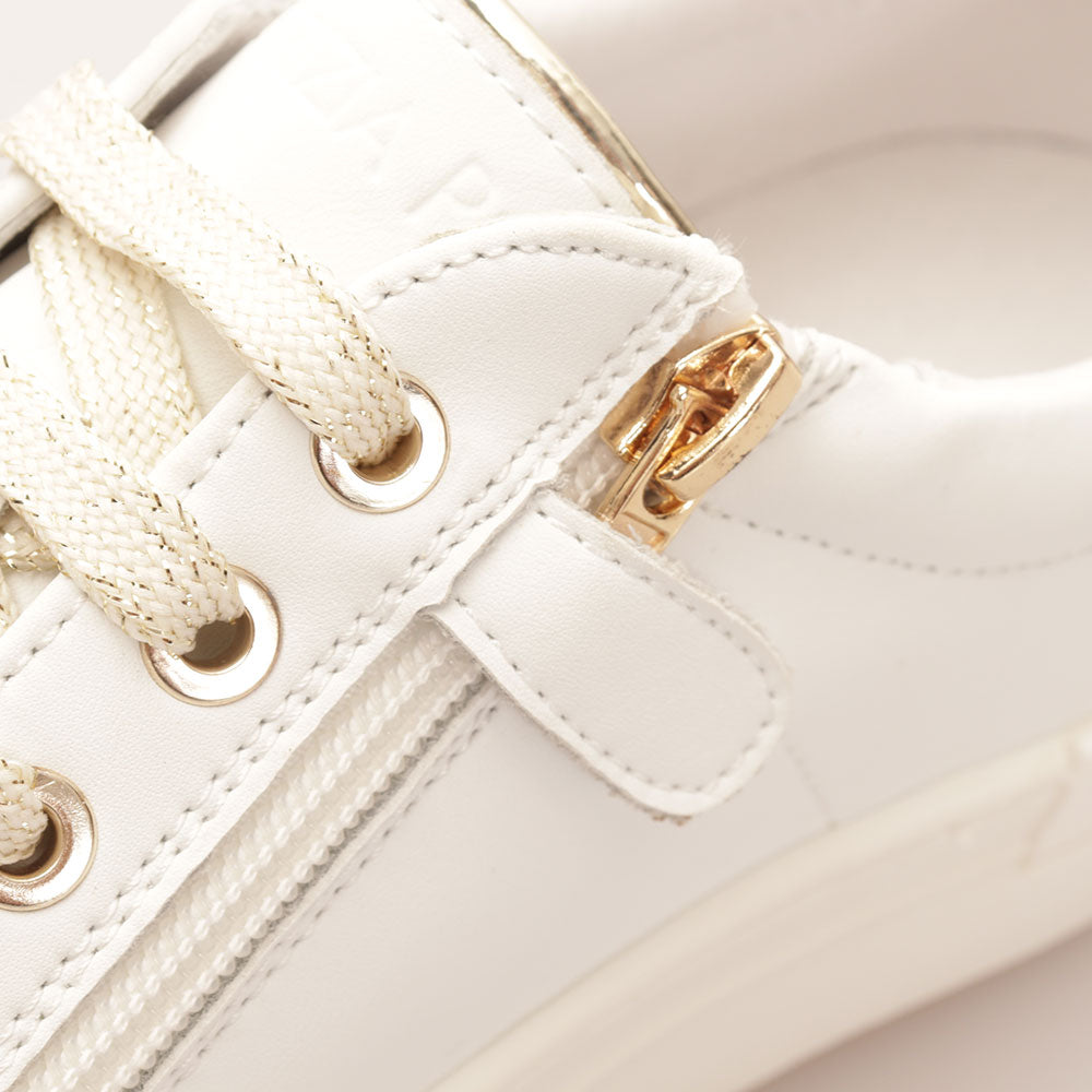 Sneakers PATRIZIA PEPE Girl linea Fly Sneakers in Pelle Bianca con Applicazioni Gioiello