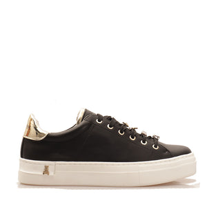 Black Leather Sneakers PATRIZIA PEPE Girl Fly Sneakers with Jewel Details