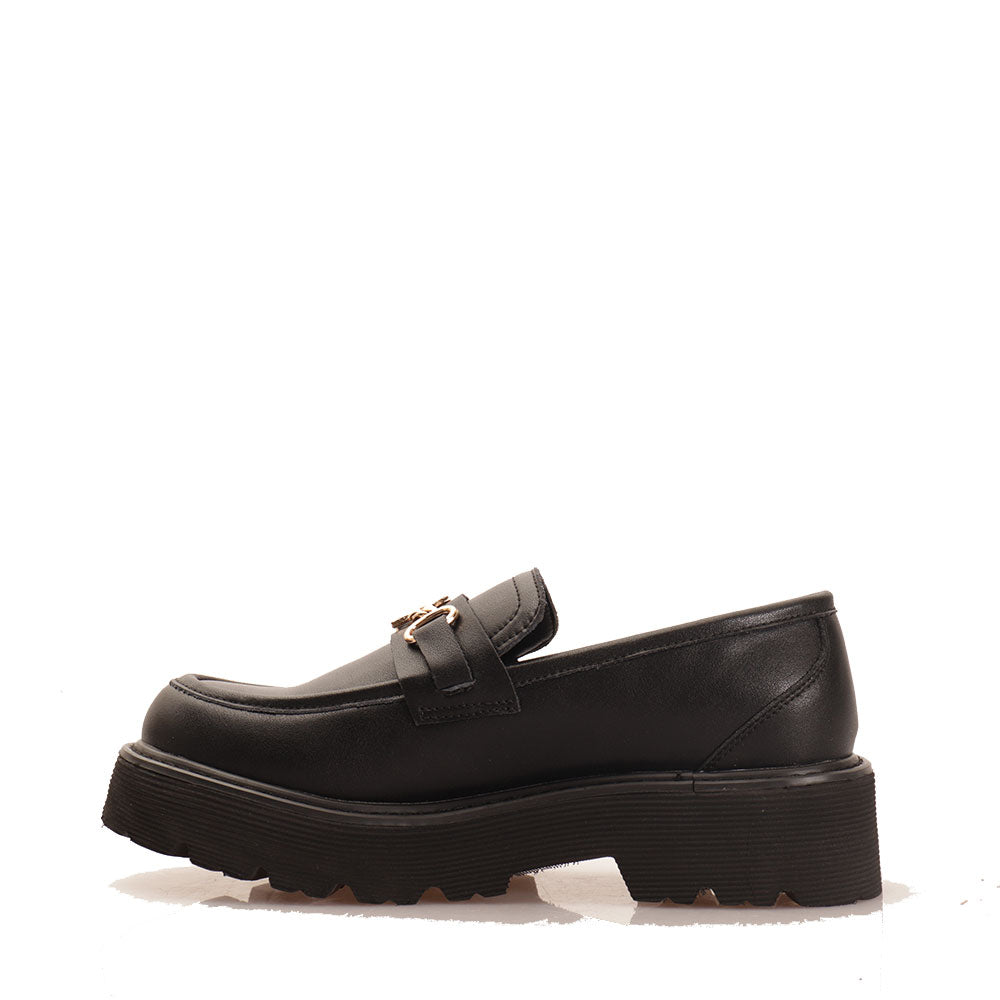 Mocassino PATRIZIA PEPE Girl linea Light Fly in Eco Vitello Nero con Morsetto Logato