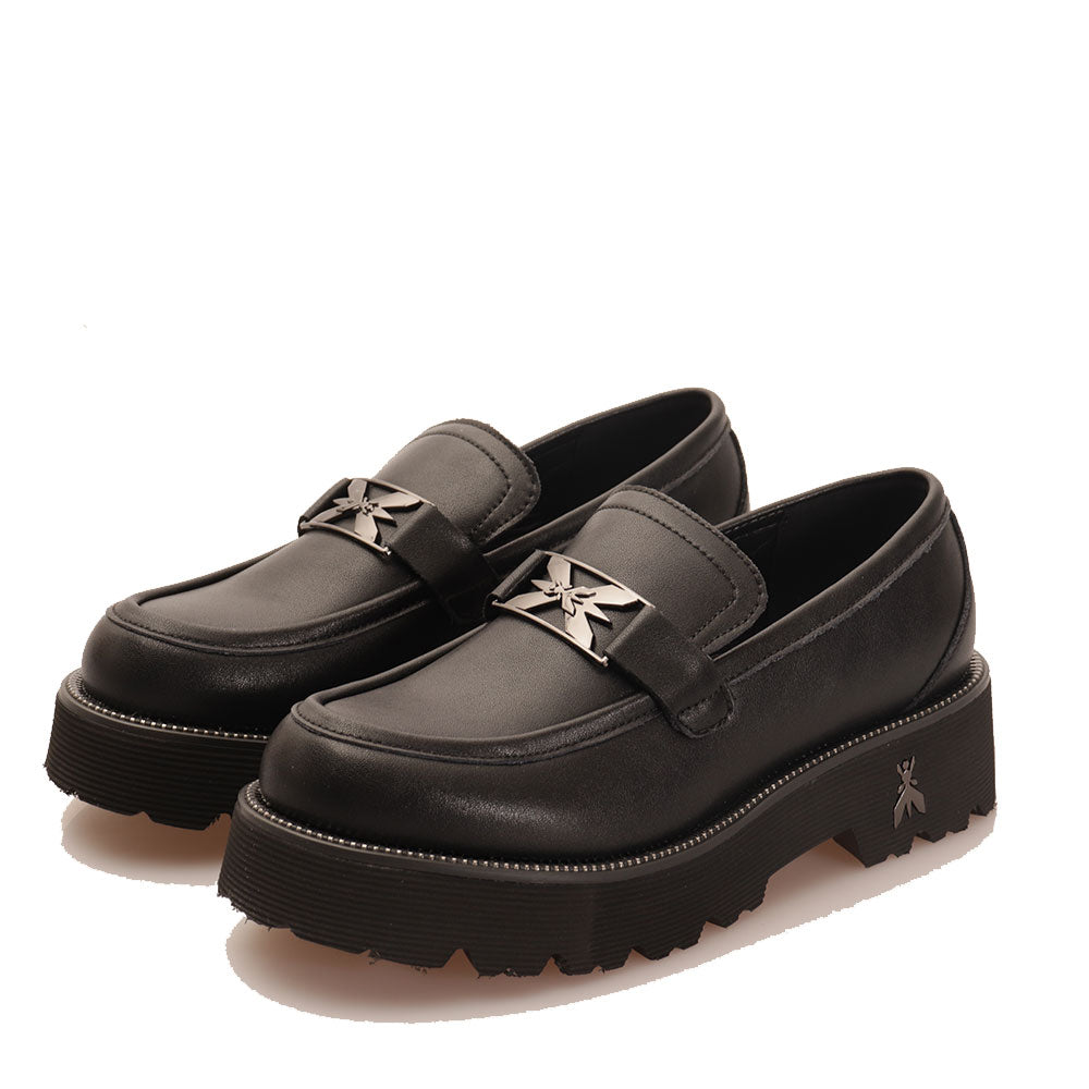 Mocassino PATRIZIA PEPE Girl linea Light Fly in Eco Vitello Nero con Morsetto Canna di Fucile