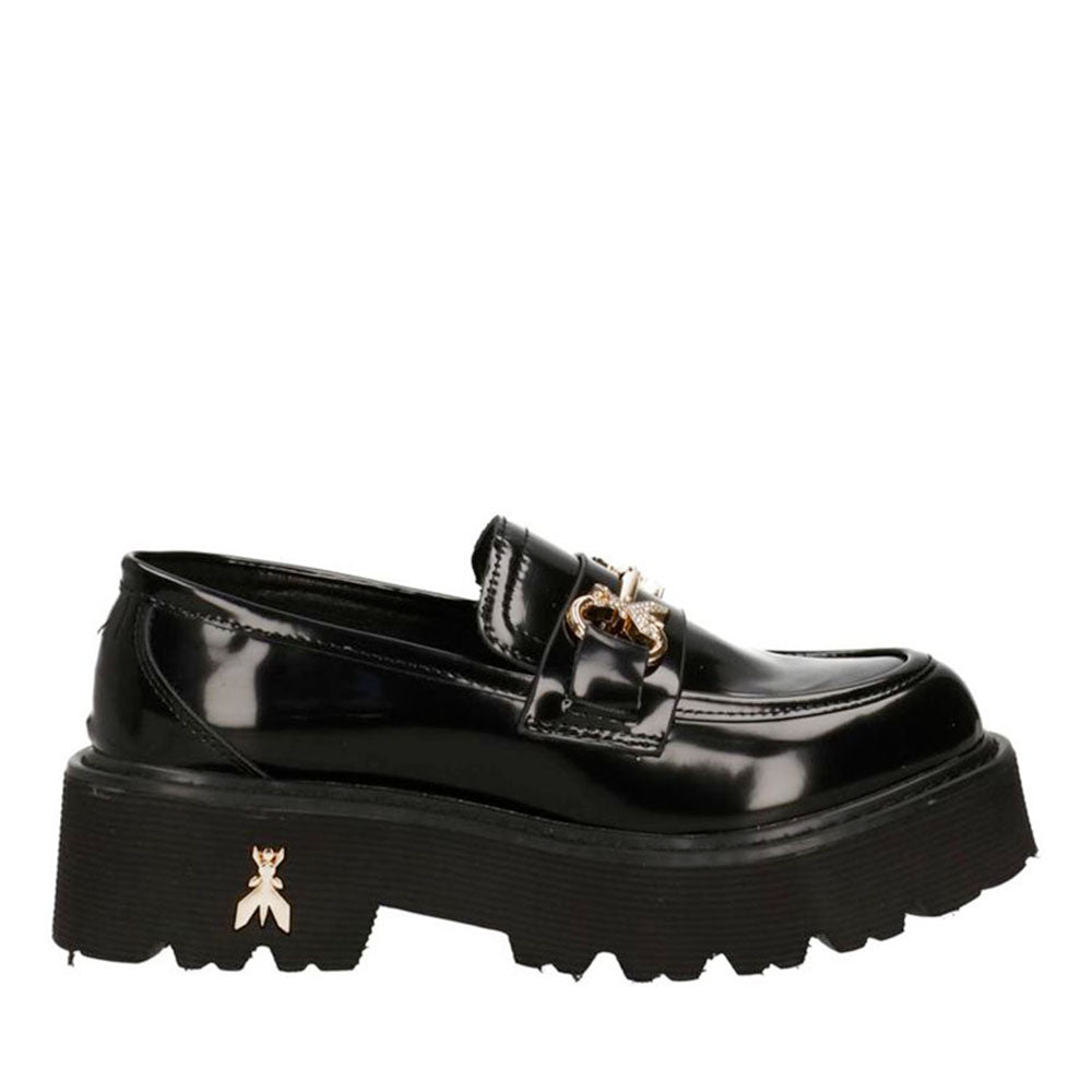 Mocassini Chunky PATRIZIA PEPE Girl linea Fly Strass in Pelle Lucida Nera