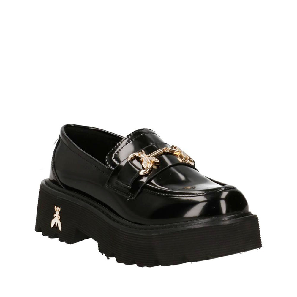 Mocassini Chunky PATRIZIA PEPE Girl linea Fly Strass in Pelle Lucida Nera