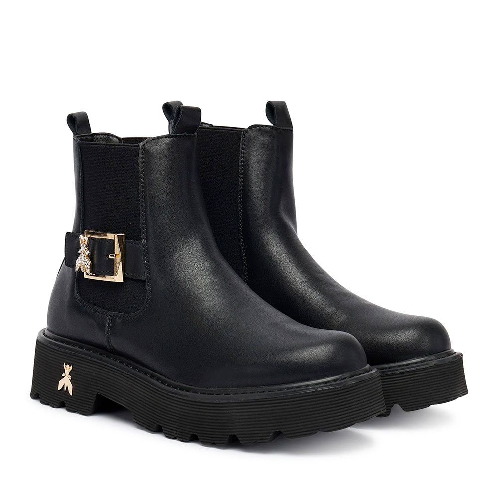 Stivaletti Beatles PATRIZIA PEPE Girl linea Fly Strass in Pelle Nera