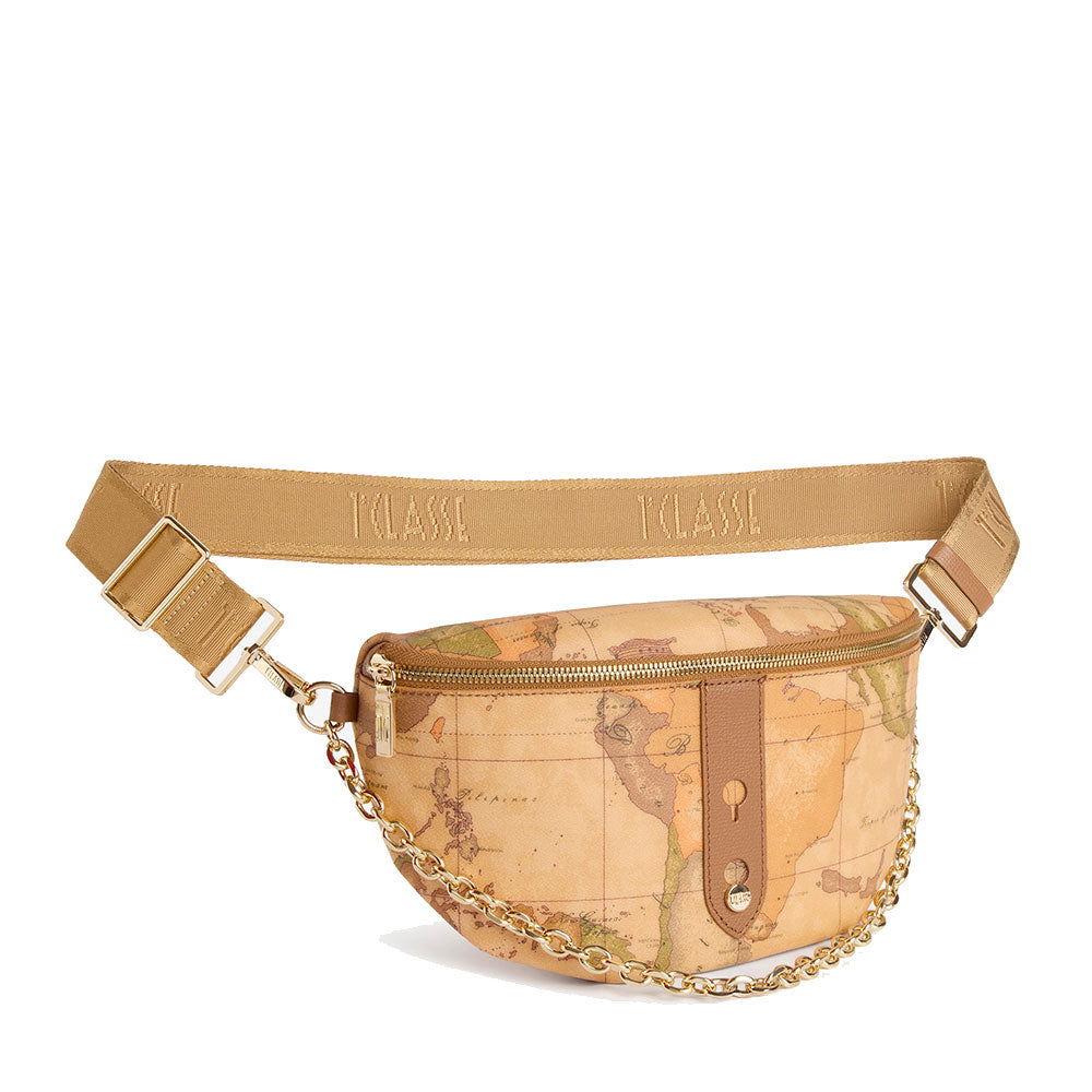 Marsupio Donna 1A Classe Alviero Martini linea Escape Geo stampa Geo Classic e Cuoio PQ09