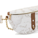 Marsupio Donna 1A Classe Alviero Martini linea Escape Geo stampa Geo White e Cuoio PQ09