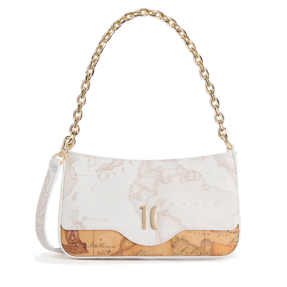 Pochette Donna con Catena 1A Classe Alviero Martini linea White Geo Mix Bianca PQ39