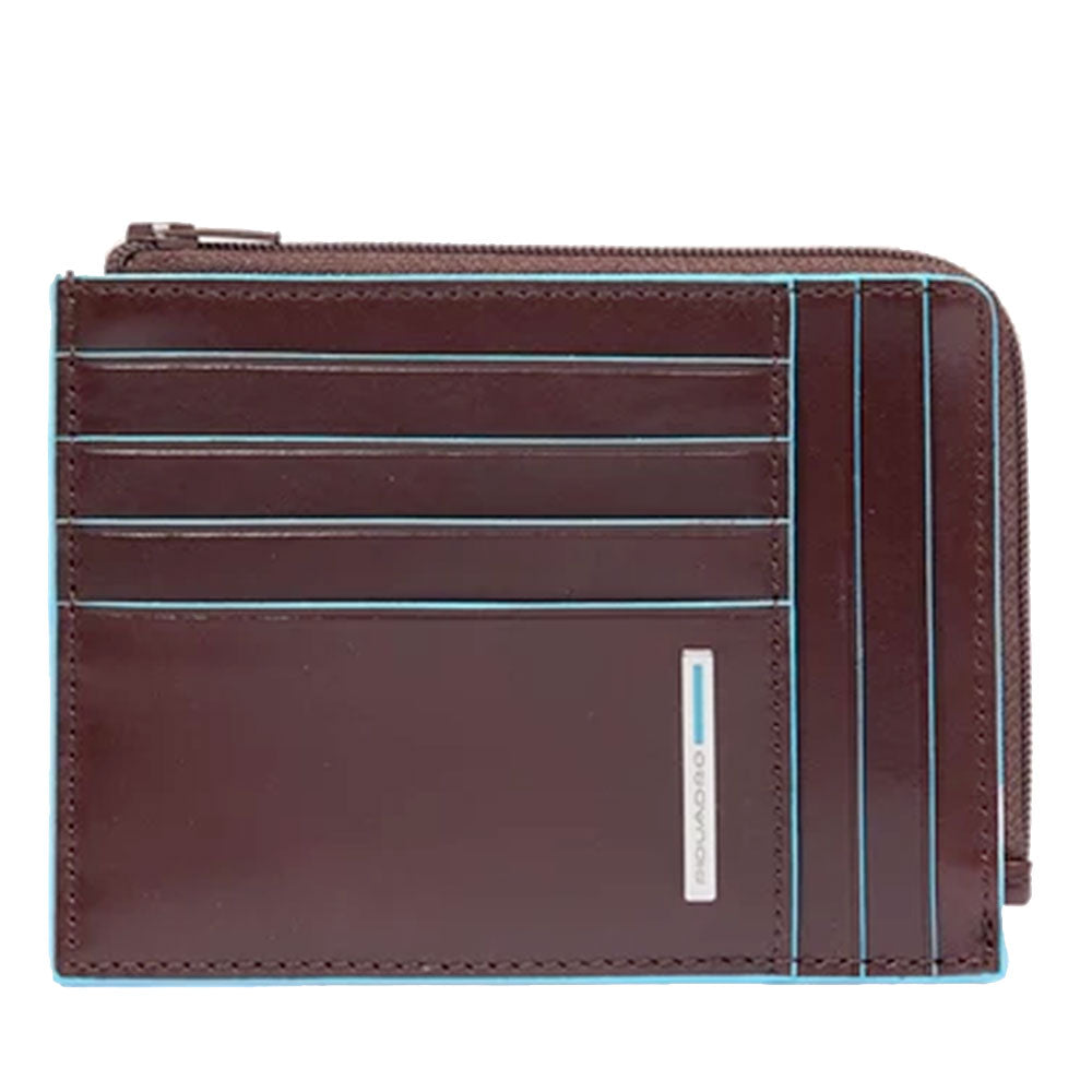Kartenetui PIQUADRO aus mahagonfarbenem Leder mit RFID-Schutz, Linie Blue Square – PU1243B2R