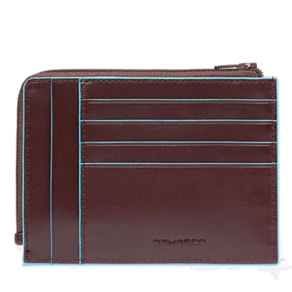 Kartenetui PIQUADRO aus mahagonfarbenem Leder mit RFID-Schutz, Linie Blue Square – PU1243B2R