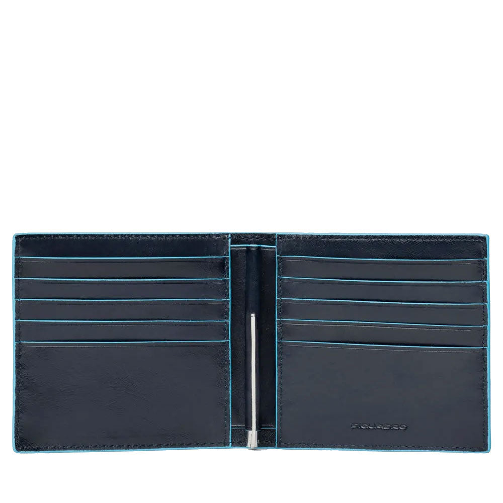 PIQUADRO Herren-Geldbörse aus blauem Leder mit Geldscheinsperre, Linie Blue Square – PU1666B2R
