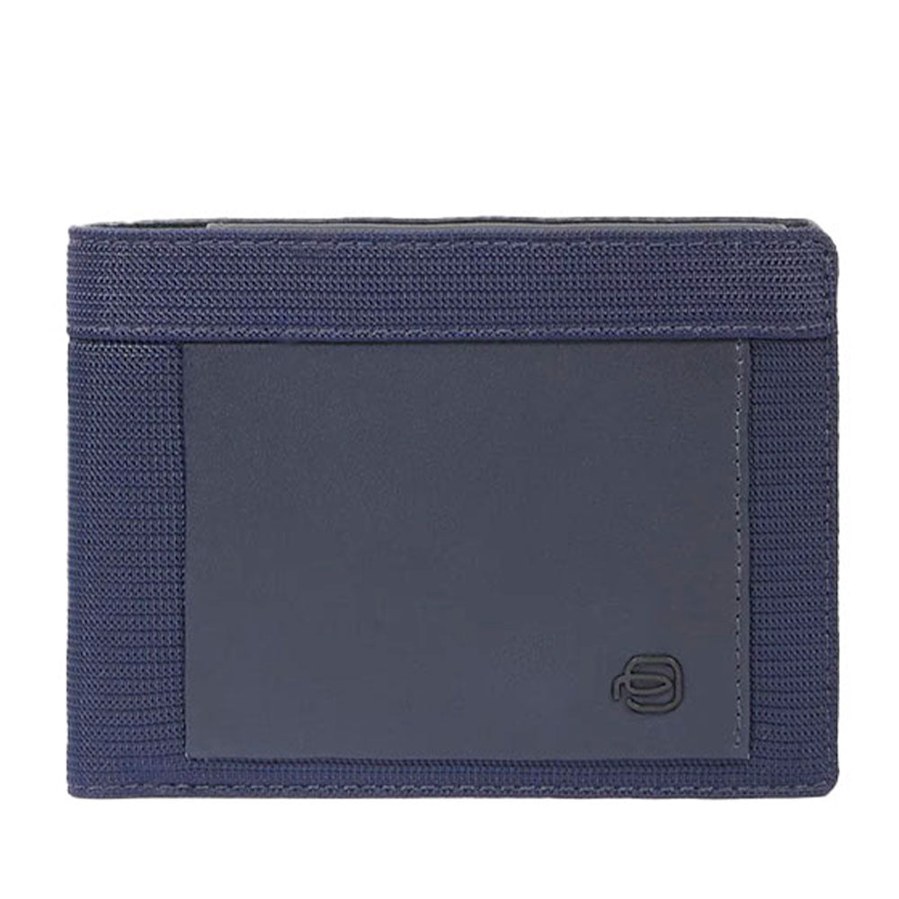 Portafoglio PIQUADRO Uomo con Portamonete In Tessuto e Pelle Blu Linea Orion - PU257S136R