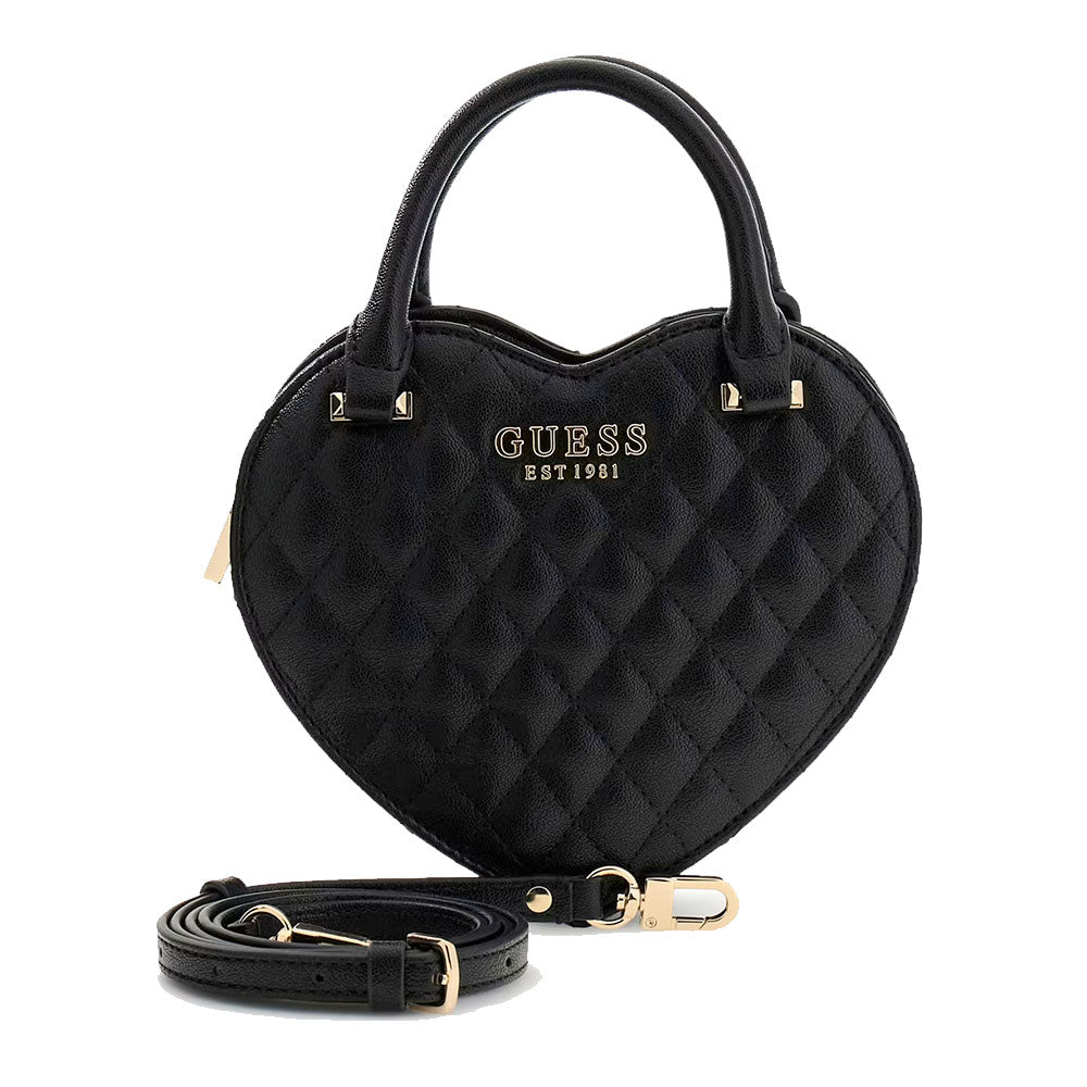 Borsa Donna Mini a Mano GUESS a Forma di Cuore Linea Atabey Colore Nero