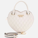 Kleine Damen-Henkeltasche GUESS Modell Atabey in Herzform in Off White